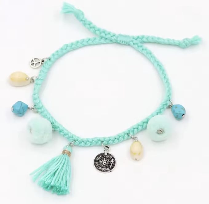 Jomide Enkelbandje - Bohemian - Schelpjes - Turquoise