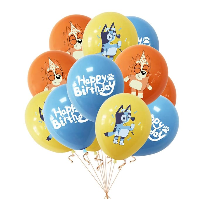 40 stuks Bingo Bluey Verjaardagsfeestartikelen omvatten Banner Taarttopper Ballonnen white