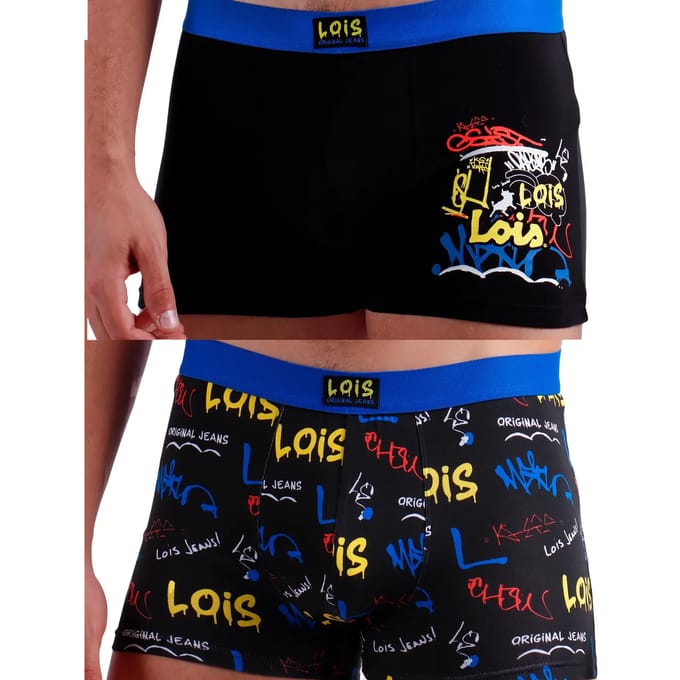 Katoenen stretch boxershorts Lois Graffiti (x2)