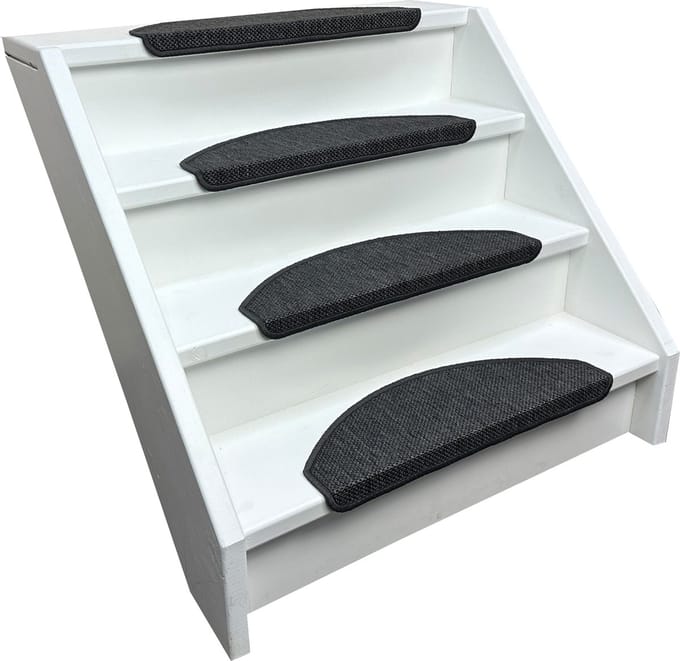 Elite Trapmatten - 15 stuks - Sisal Look donker grijs 62x19x3,5cm - Halve maantjes
