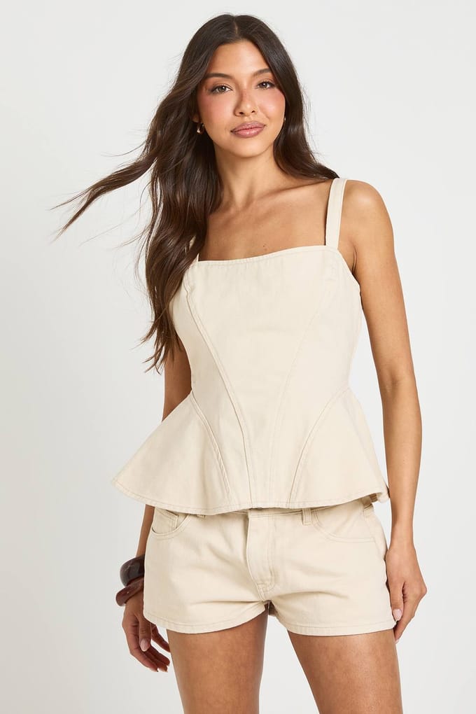 boohoo Dames Denim Micro Short | Ecru | Maat: 36