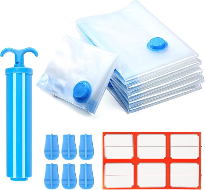 6 Herbruikbare Vacuümzakken voor Kleding en Reisbagage, Ruimtebesparend en Compressief