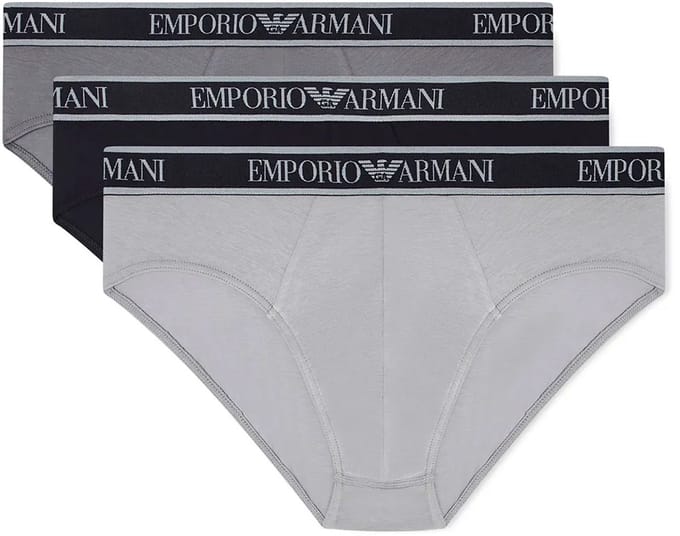 Armani Herenslips 3-pack met logoband grijs - zwart