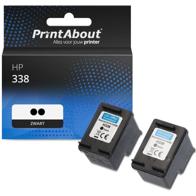 PrintAbout - Inktcartridge / Alternatief voor de HP C8765EE (nr 338) / Zwart 2-pack