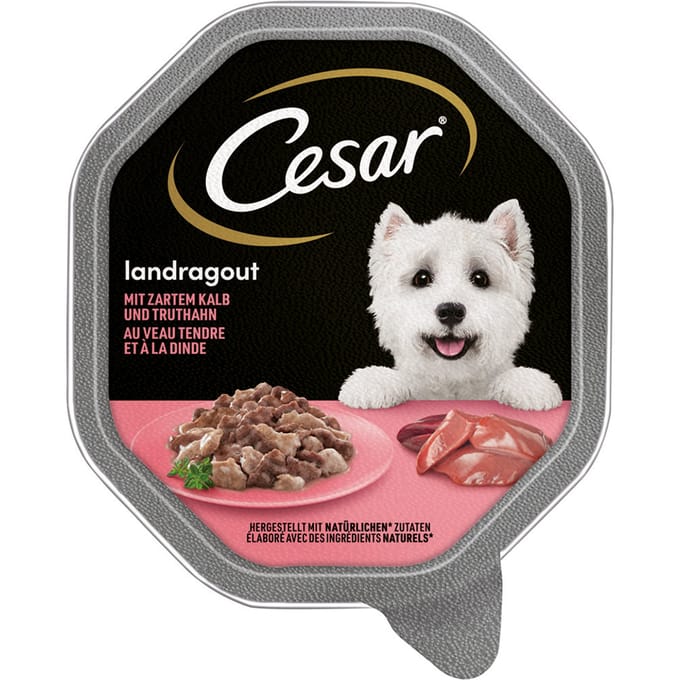 Cesar Multipack Kuipje 14 x 150 g - Landragout met Kalf & Kalkoen