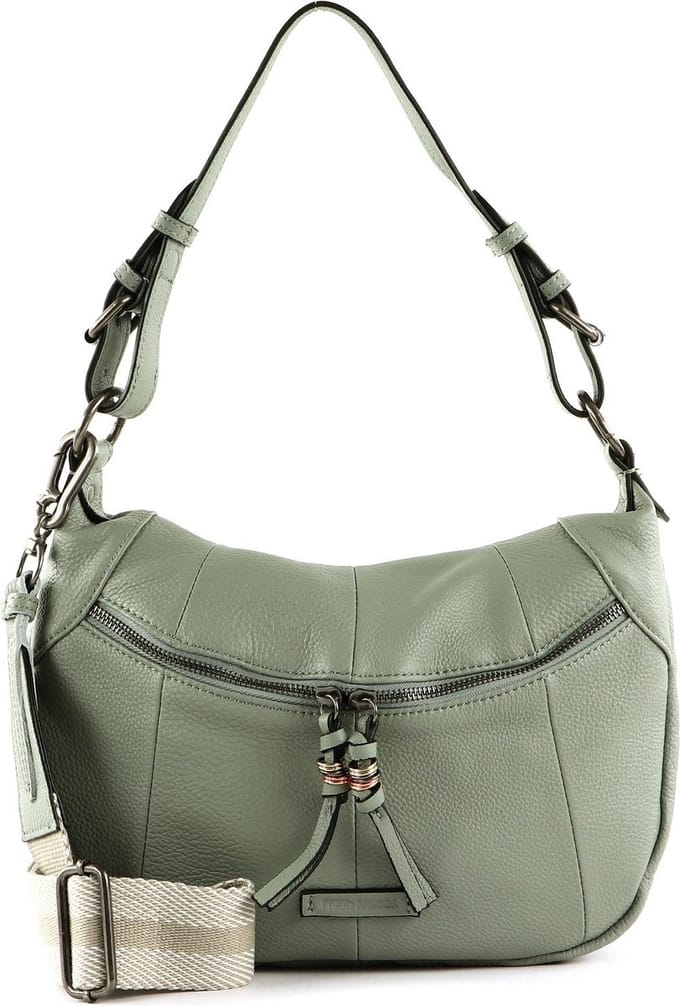 FREDsBRUDER Leren Schoudertas Pruvia Small Hobo Sage Mintgroen