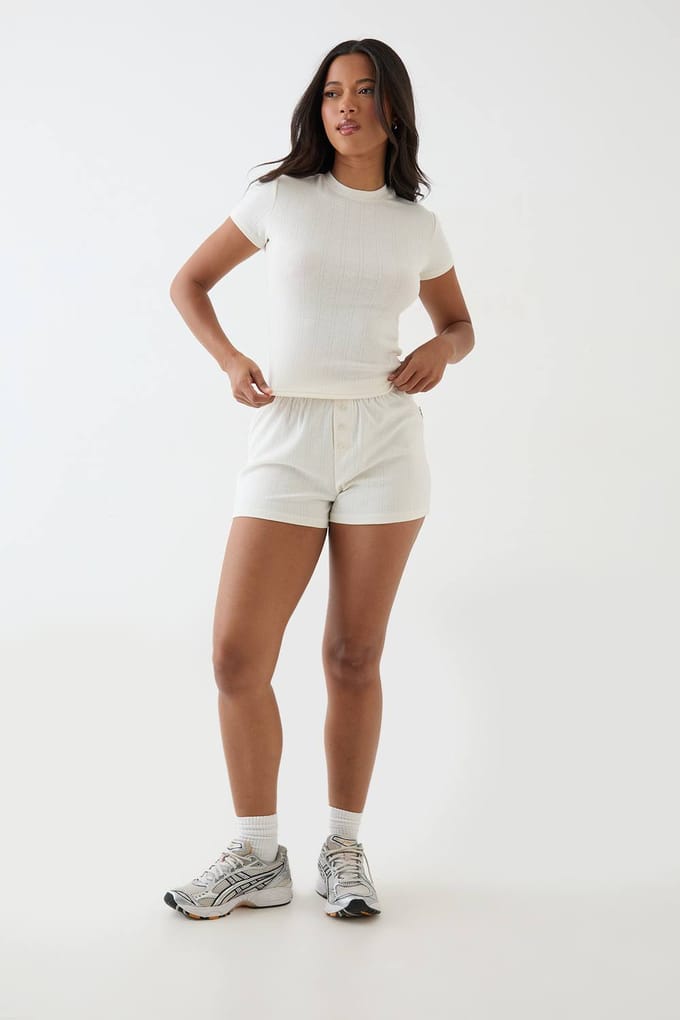 Dames Dsgn Studio Pointelle Short | Creme | Maat: Small