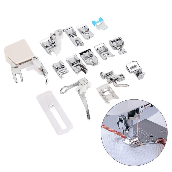 15 Stuks Persvoet Set Huishoudelijk Multifunctioneel voor Naaimachine Accessoires white