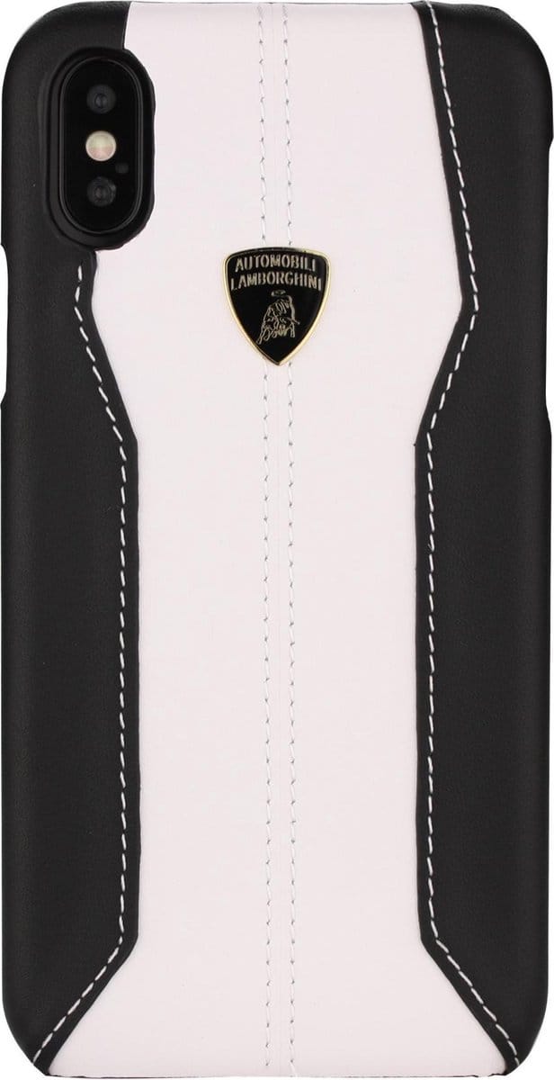 Wit hoesje van Lamborghini - Backcover - D1 Serie - iPhone X-Xs - Genuine Leather - Echt leer