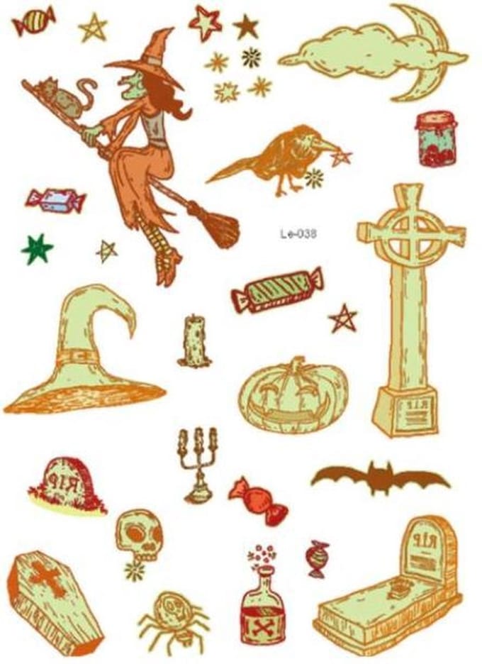 Halloween Nep Tattoo - Glow in the Dark - Candy Corn