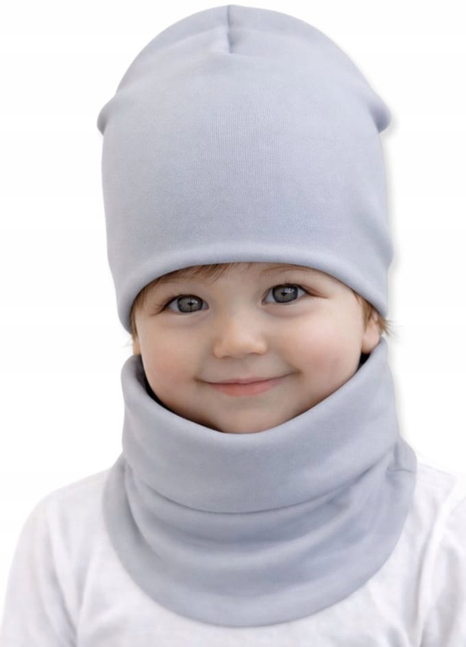 Dartomik - Baby Czapka + Komin Set - 40/44 - Oeko-Tex - Grijs