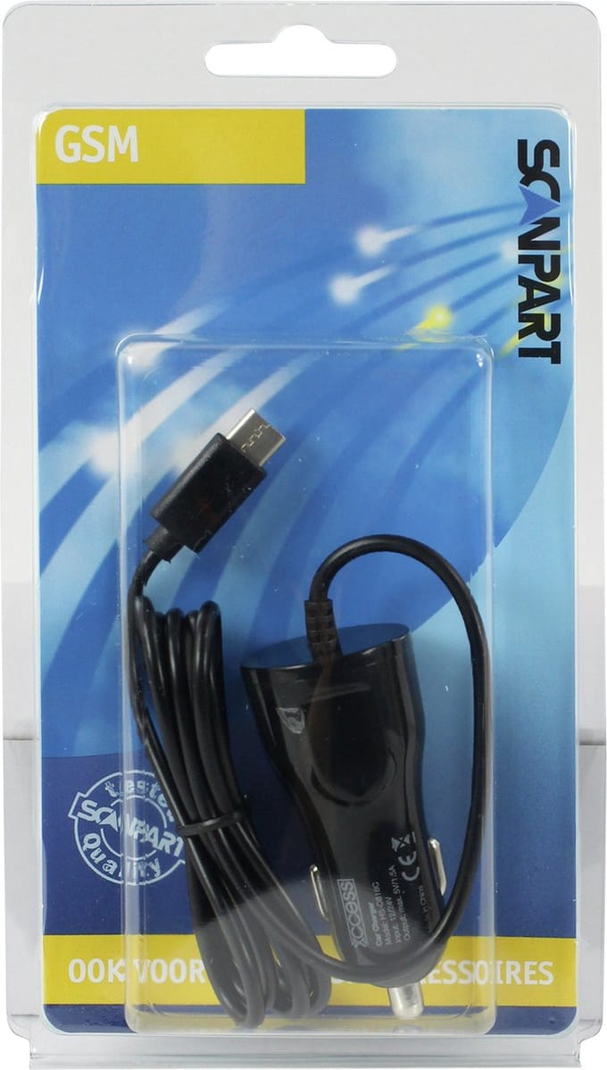 micro-USB autolader 1.5A zwart