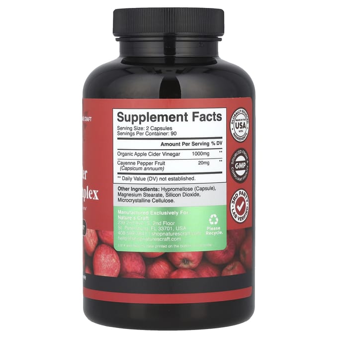 Nature's Craft, Apple Cider Vinegar Complex, 180 Capsules