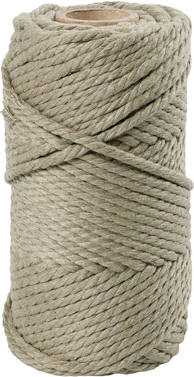 Macramé koord, L: 55 M, d 4 mm, mosgroen, 330 gr/ 1 rol