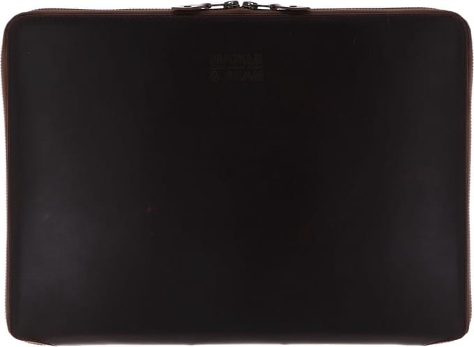 BUCKLE & SEAM Leren laptoptas met laptopvak Ralph Blu Leather Laptop Case Brown bruine