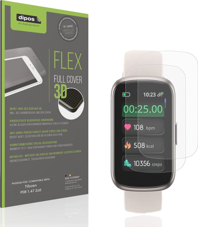 dipos FLEX – 2x Matte Screenprotector geschikt voor Tifozen P08 1.47 Zoll | Volledige Schermbescherming | Case-Friendly