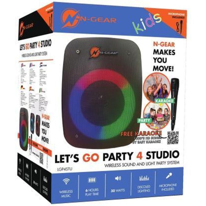 N-GEAR LGP 4 Studio - Draadloze Bluetooth Party Speaker - Karaoke Set - 1 Microfoon - Discoverlichting