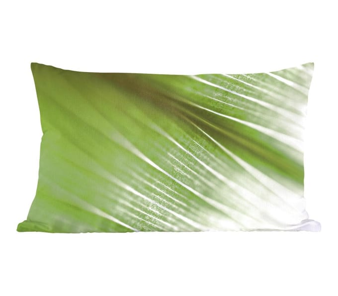 Sierkussen Botanisch voor binnen - Macrobeeld van groen botanisch blad - 50x30 cm - rechthoekig binnenkussen van katoen