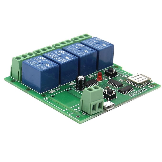 Slimme Afstandsbediening Draadloze Schakelaar met Behuizing Universele Module 4ch DC 5V Wifi Schakelaar groen