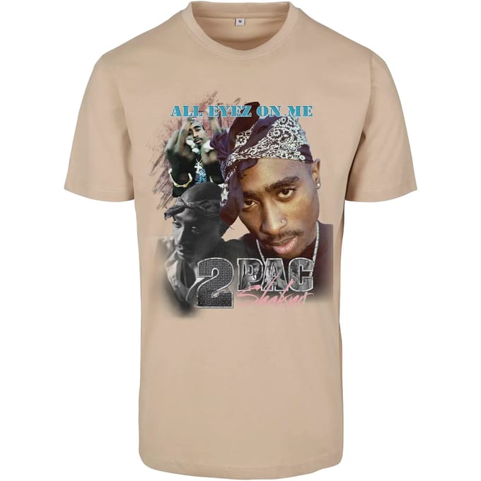 Mister Tee Tupac - Tupac Retro Heren Tshirt - M - Beige