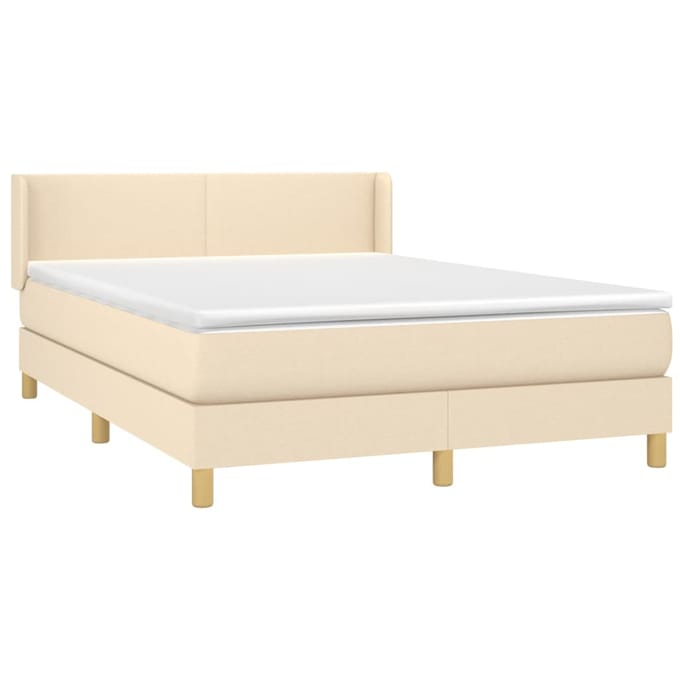 vidaXL - Boxspring - met - matras - stof - crèmekleurig - 140x200 - cm