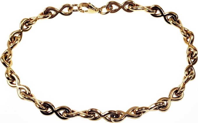 22cm x 6mm Infinity Armband Dames - Stalen Goudkleur - Oneindigheids Symbool - Schakelarmband