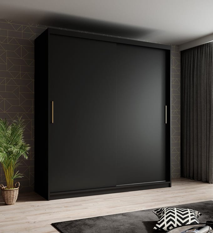 Meubella - Kledingkast Mandalin - Zwart - 180 cm