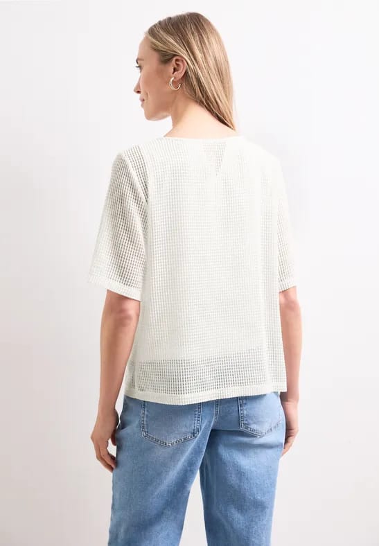 2-in-1 shirt van mesh met boothals