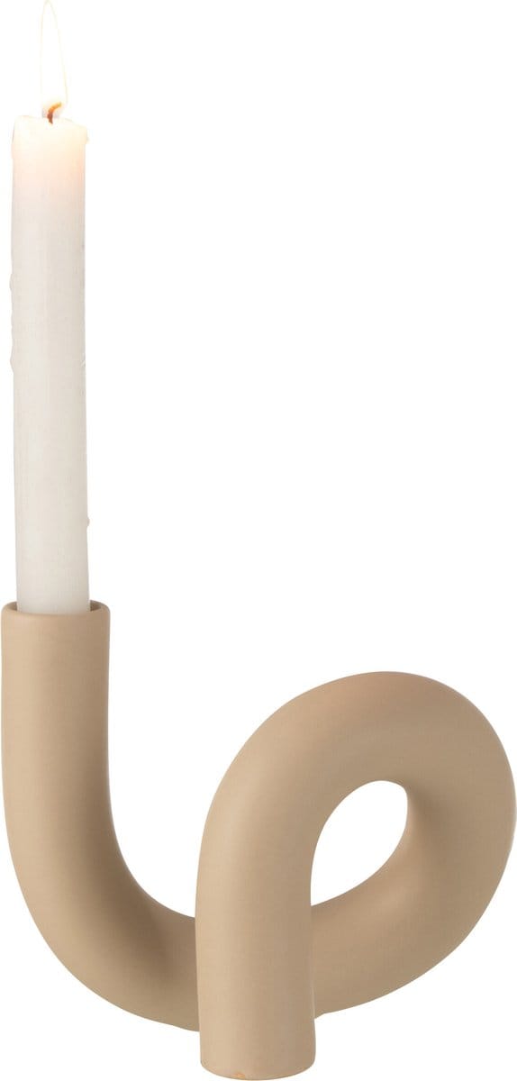 J-Line kaarsenhouder Torsie - keramiek - beige
