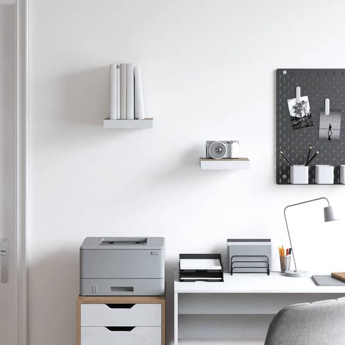 vidaXL - Wandschappen - zwevend - 2 - st - 23x23,5x3,8 - cm - MDF - eikenkleurig - wit