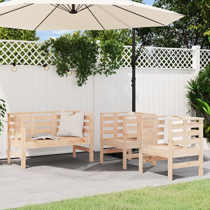 vidaXL - 3-delige - Loungeset - massief - grenenhout