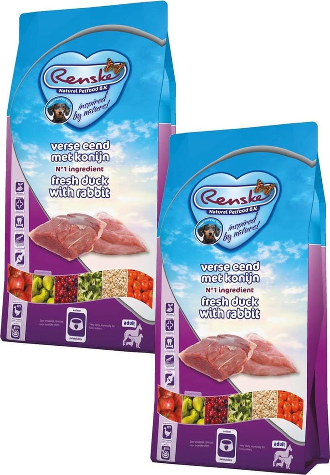 Renske Adult Eend&Konijn - Hondenvoer - 2 x 12 kg
