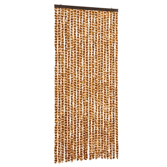 vidaXL - Vliegengordijn - 90x200 - cm - chenille - okerkleurig - en - wit
