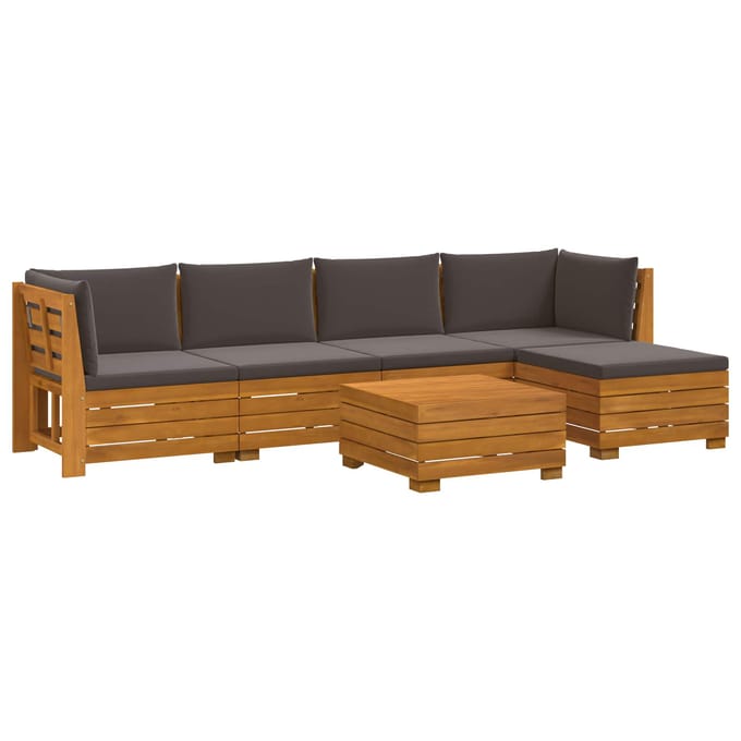 vidaXL - 6 - st - Buiten - bank - set - Massief - Acacia - Hout - Bruin