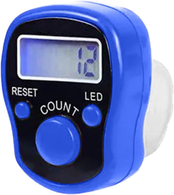Digitale Vingerteller - Ring Teller - Goederen Tellen - Draagbare Resetbare - 14 cm Diameter - Blauw