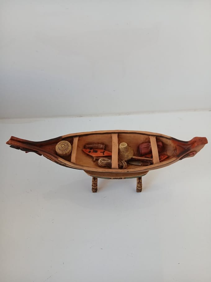 Indianen beeld prachtige kano met accessoires van Castagna 10 x 23 x 7 cm