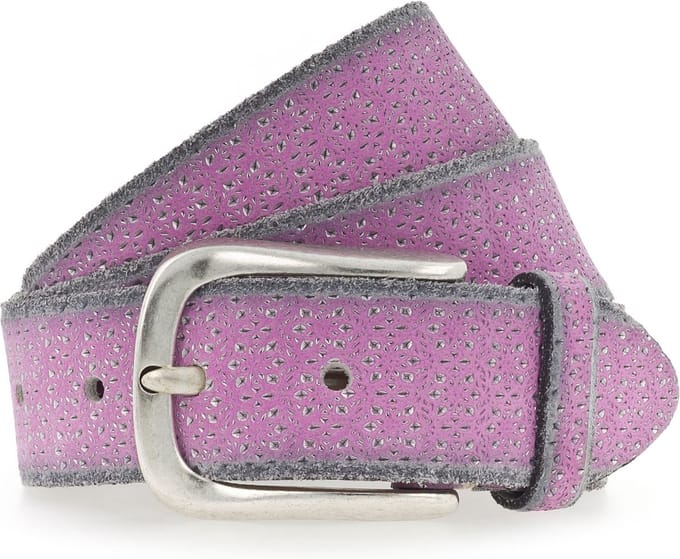 b.belt Riem Tessa Gold Ledergürtel W85 Pink / Silver Metallic Roze