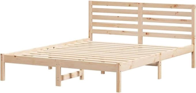 Eenpersoonsbed - Houten bedframe - Rustige nachtrust - Massief grenenhout - 140x200cm - Natuurlijk