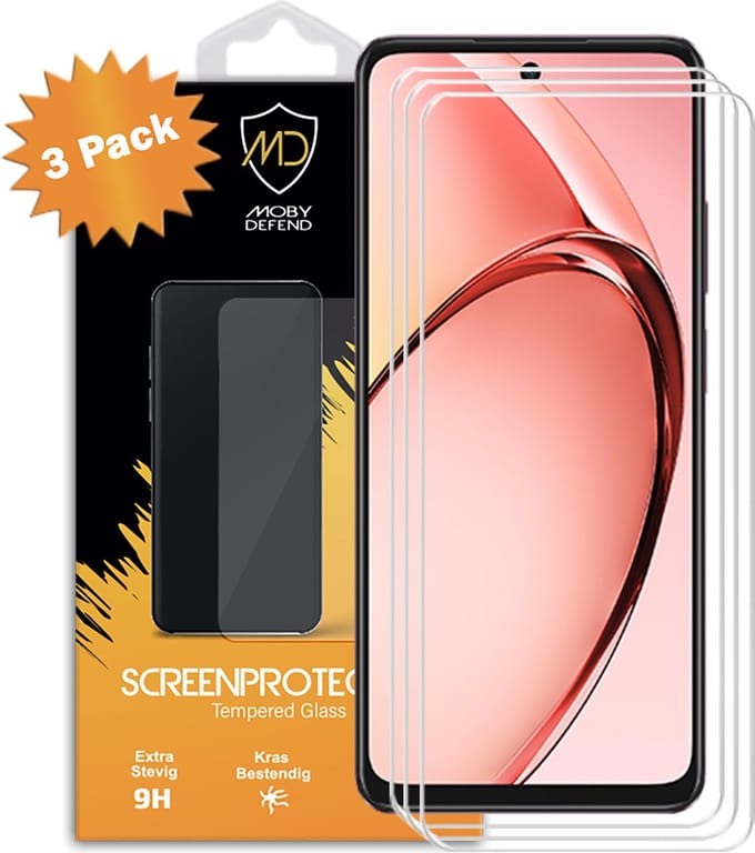 3-Pack MobyDefend Screenprotectors - Geschikt voor Oppo A60 5G Case-Friendly Screensavers - Gehard Glas