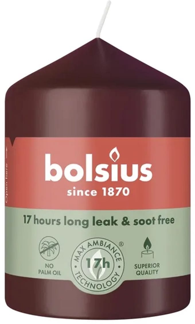 6x Bolsius Stompkaars 80/58 Velvet Red (1 stuk)