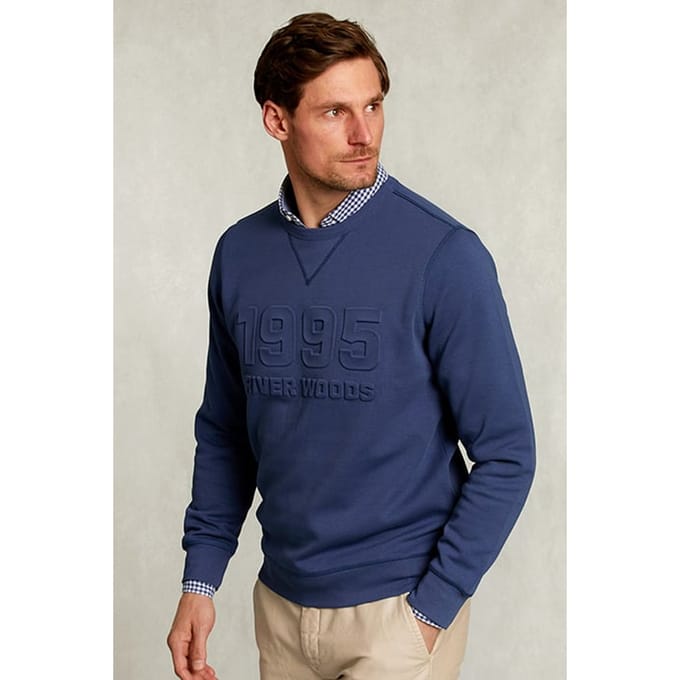 River Woods Crew Neck Sweater Dark Blue Jelly Fish Blue Größe: S | Pullover Outlet | Herren | Blau