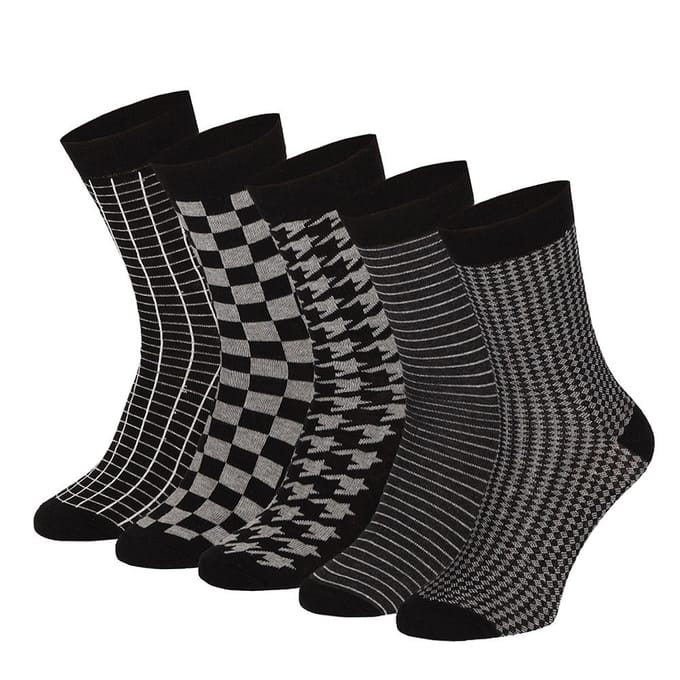 Katoenen sokken - Heren - Ruitmotief - 10-Pack - Multi Zwart / 43/46