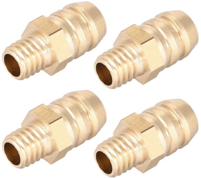 Allecto - Koppeling Geribbeld Messing - Metrische Connector - 4 Stuks