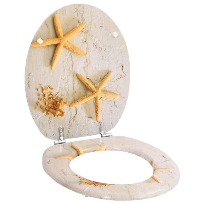 vidaXL - Toiletbrillen - met - deksels - 2 - st - zeester - MDF