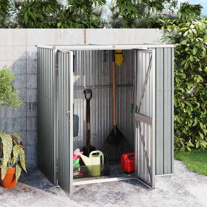 vidaXL - Tuinschuur - 161x89x161 - cm - gegalvaniseerd - staal - grijs