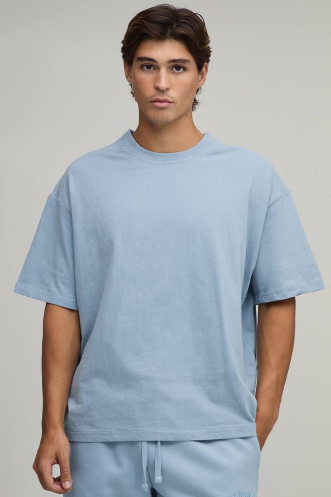 Oversized Heavyweight Zacht Aanvoelend T-shirt | Dusty Blue | Size Medium
