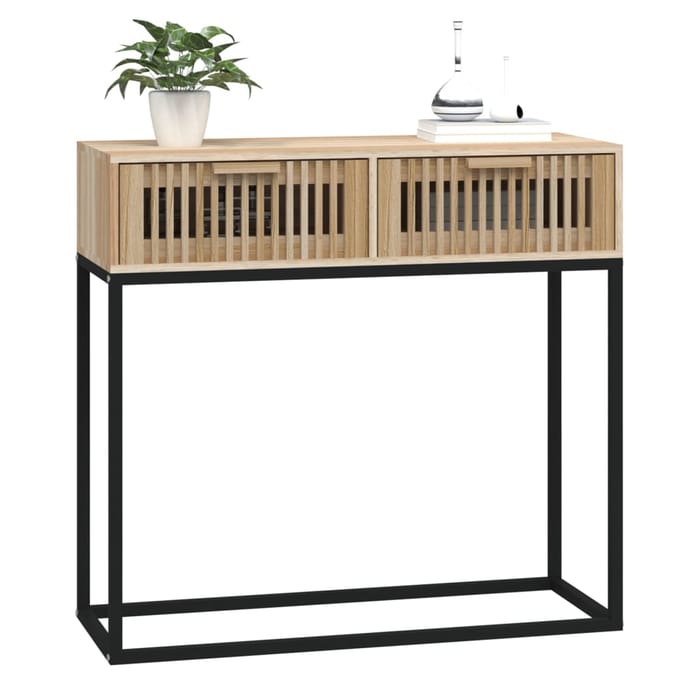 vidaXL - Wandtafel - 80x30x75 - cm - bewerkt - hout - en - ijzer