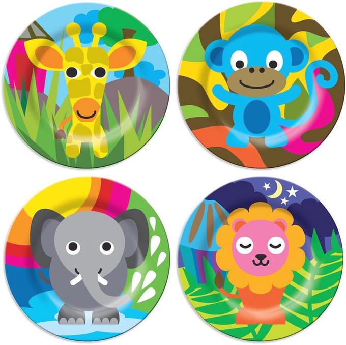 Kinderborden Set van 4 - BPA Vrij, Duurzaam, Binnen & Buiten - Jungle