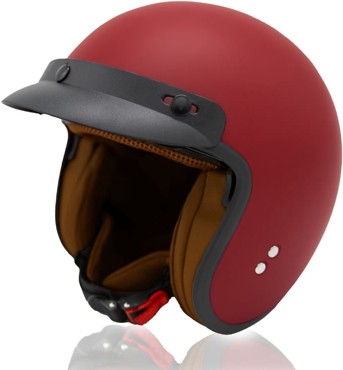 DAWNRISE Jethelm ECE 22.06 - Retro scooterhelm - Robijnrood - Maat S
