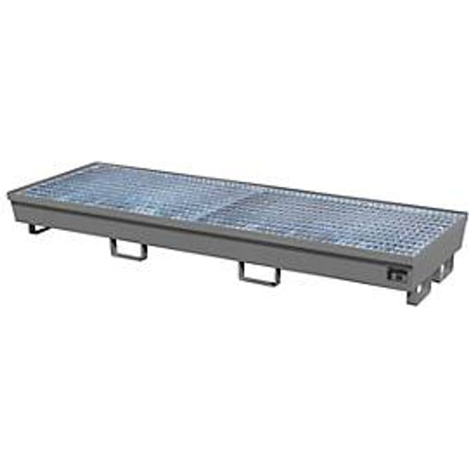 BAUER AM-4/B opvangbak, met rooster, staal, 233 l, B 2400 x D 800 x H 285 mm, grijs